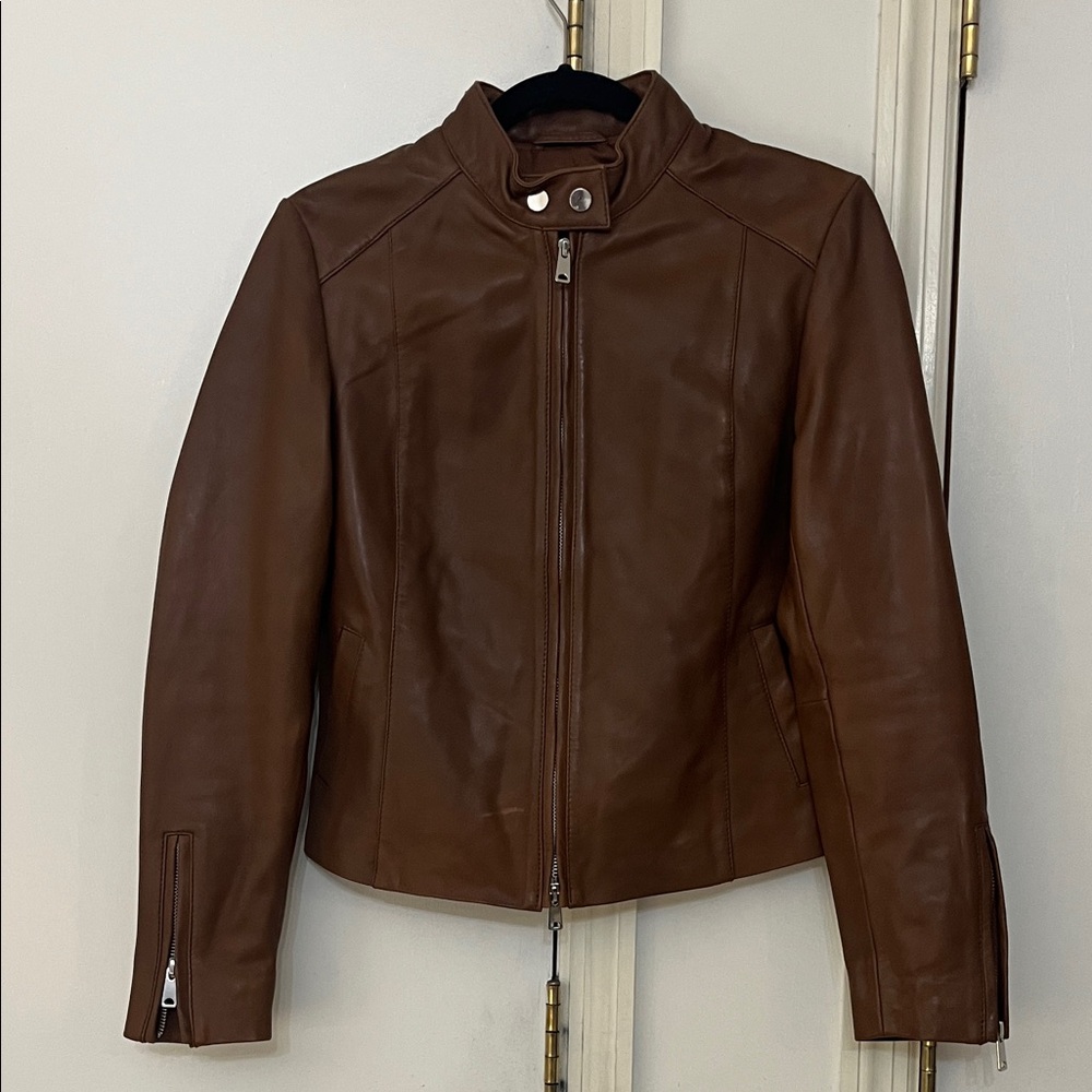 Elegant Brown Leather Jacket for Women
